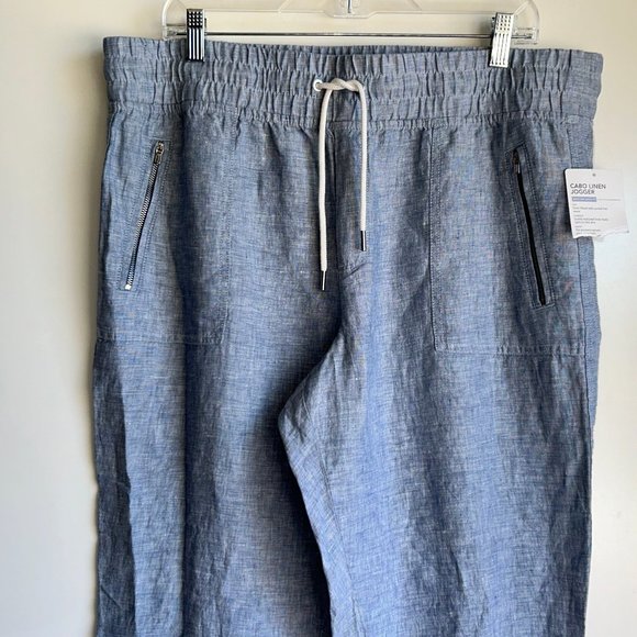 NWOT ATHLETA Cabo Linen Jogger Pants {530642} Chambray Blue Size 16 - Picture 5 of 9